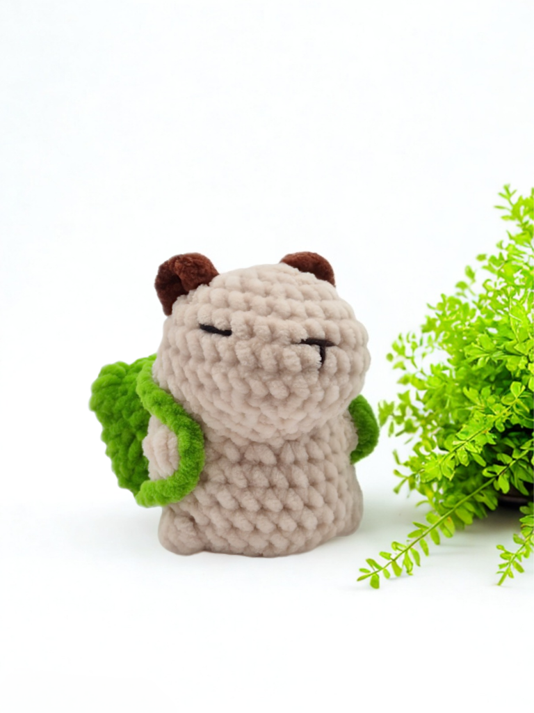 Capybara crochet kit with frog backpack 