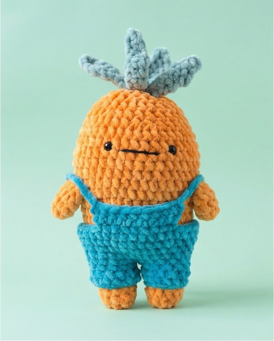 Doug the Carrot Crochet Pattern | Carrot in Dungarees | Amigurumi Digital PDF