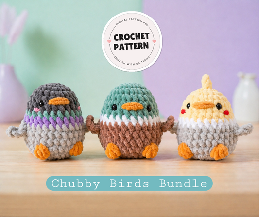 Chubby Birds Bundle Crochet Pattern - No Sew | Digital PDF Download