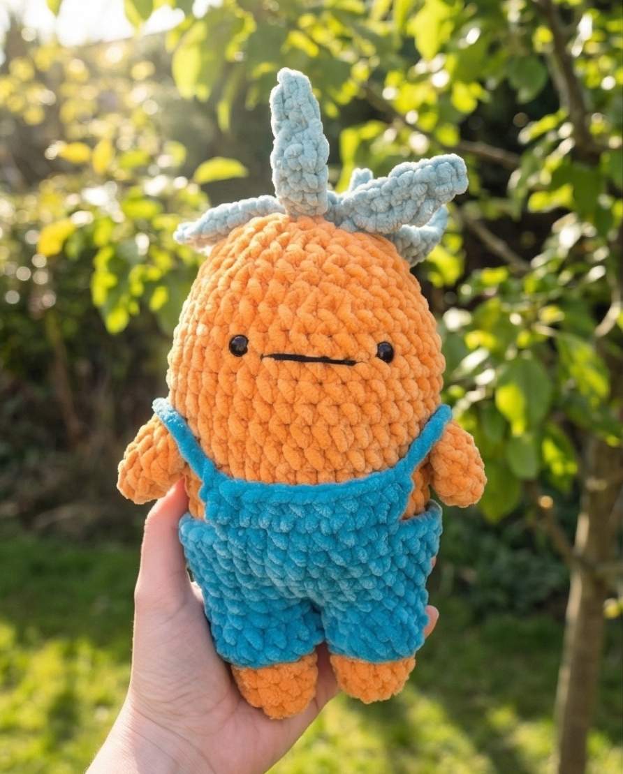 Doug the Carrot Crochet Pattern | Carrot in Dungarees | Amigurumi Digital PDF