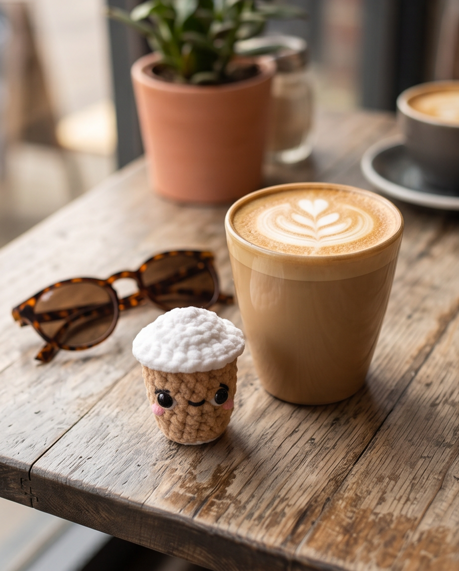 Free Kawaii Coffee Cup Keychain Crochet Pattern | Cute Amigurumi Bag Charm